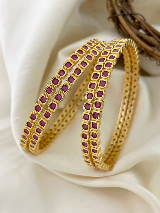 Sparsh Square Stone American Daimond Bangles Ruby