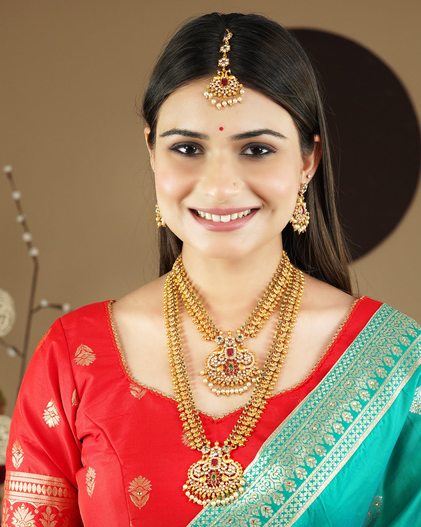 Sparsh Combo of Long and Short Set with Jhumka and Tikka