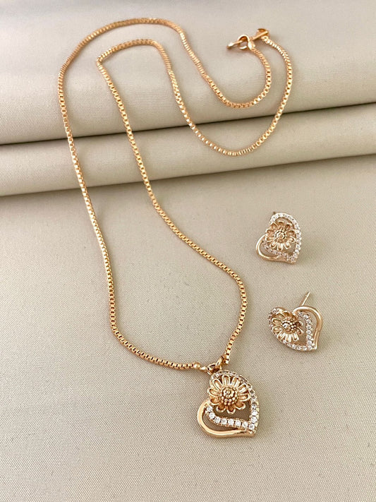 Sparsh Stunning Rose Gold Pendant with Heart Stone