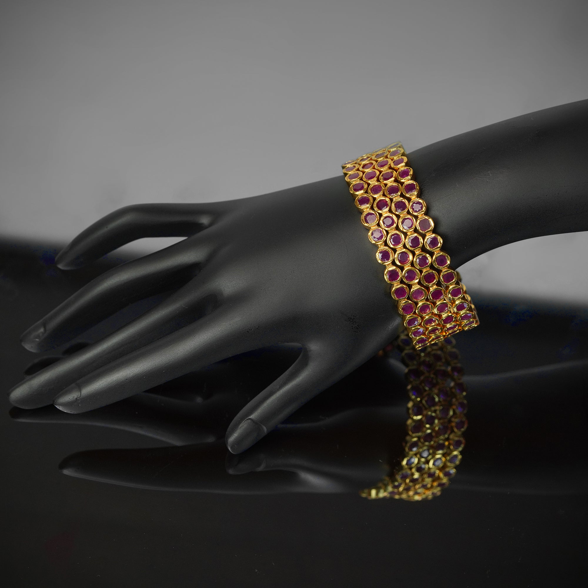 Buy Impon Bangles Stunning Gold First Quality Red and White Stone Five  Metal Bangles Online