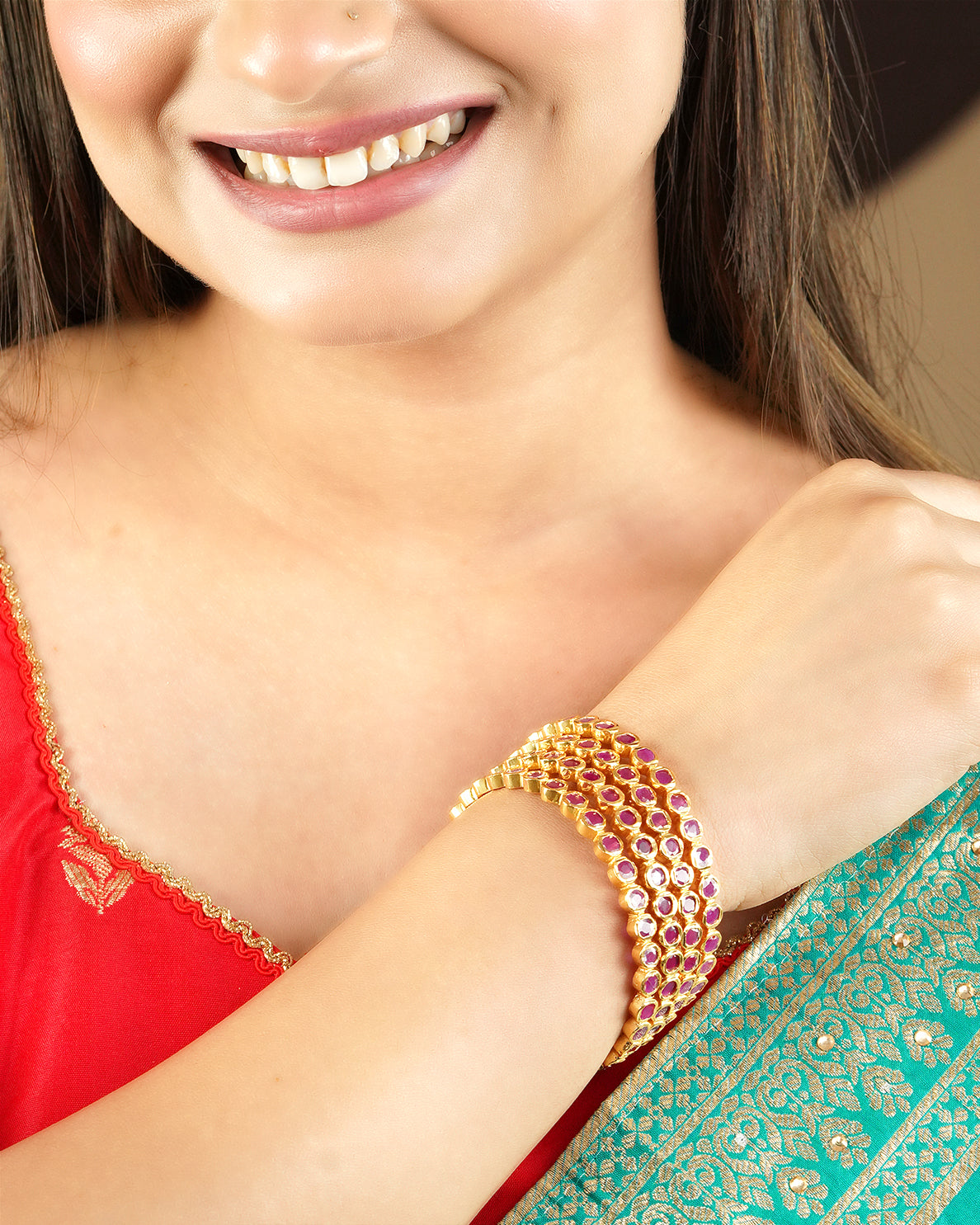 Sparsh Impon Metal AD Round Stones Bangles for Women