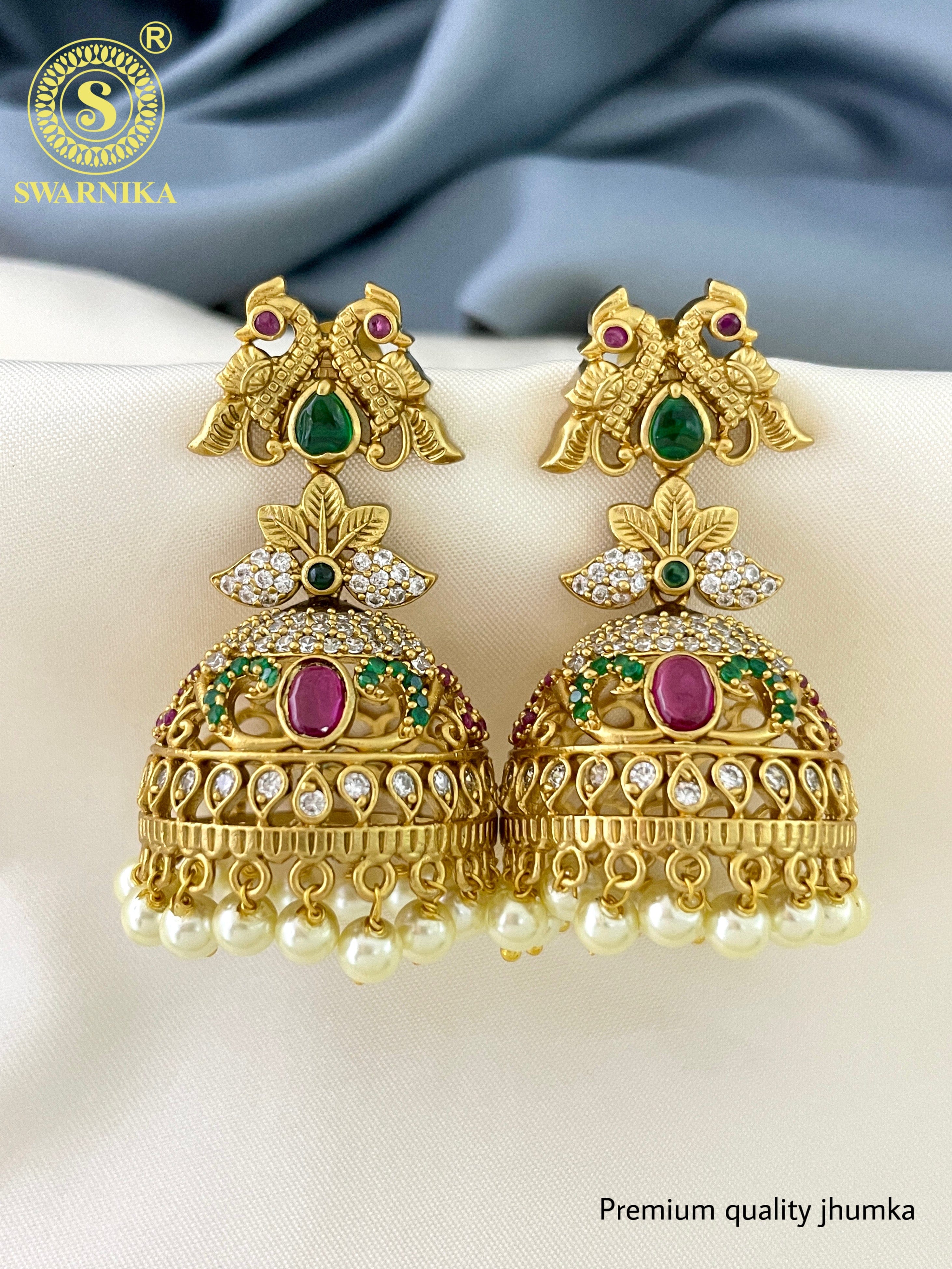 Flipkart.com - Buy VAMA Traditional Gold Marathi Jewellery Peacock Design  Stud Earring Piercing Pearl Stone Stud Earring Online at Best Prices in  India