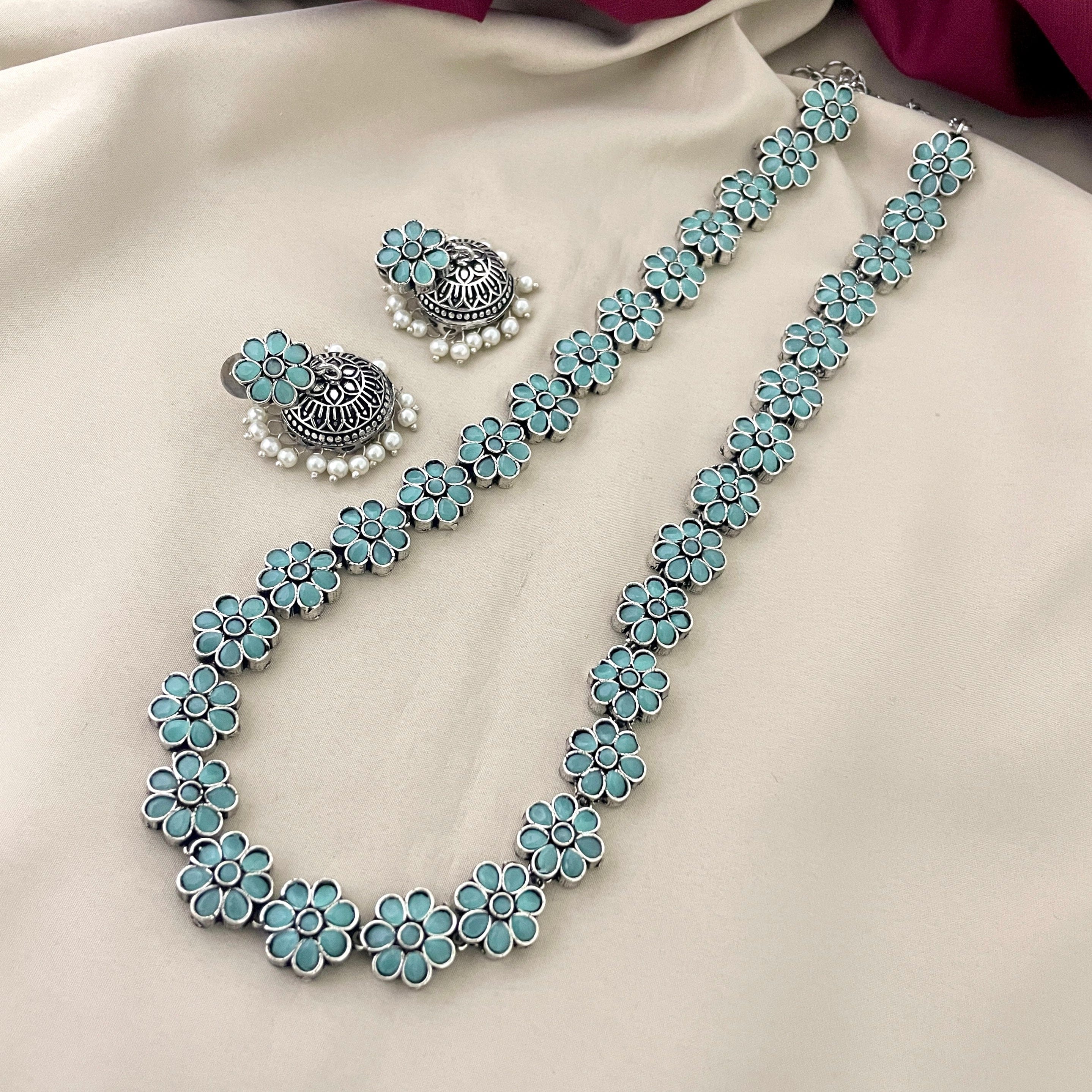 Jhanover Blue Tensha shops Necklace/Earrings