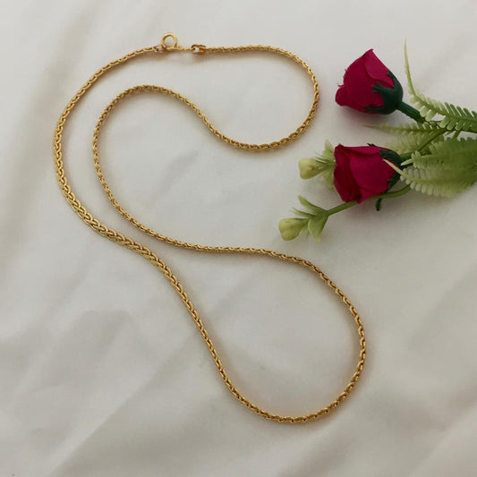 Gold chain necklace with a lobster clasp.