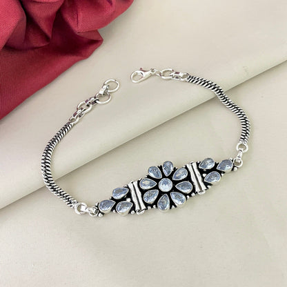 Sparsh "Oxidized White Stone Bracelet for Timeless Beauty"