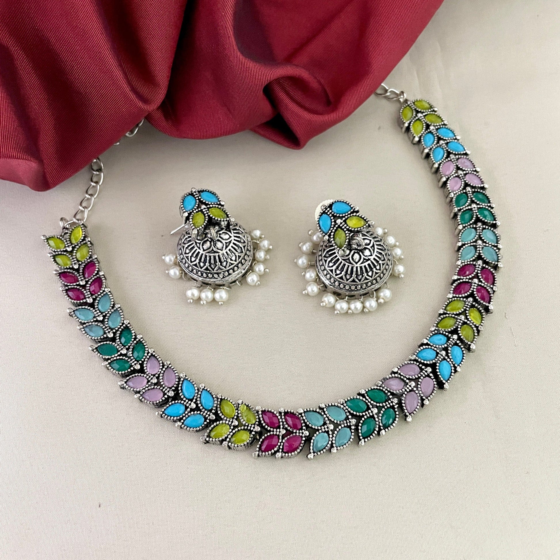Sparsh English Multi Oxidized Necklace for Whimsical Elegance