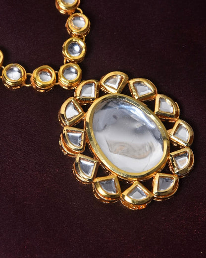 Kundan Stone Dollar Necklace With Earrings