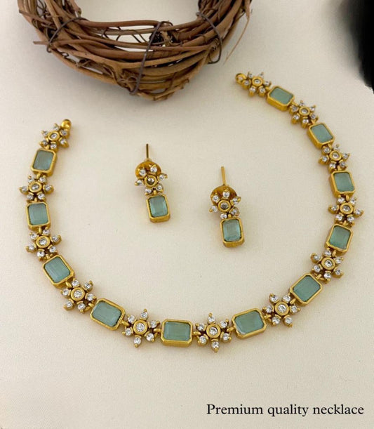 Sparsh Stylish and Unique Mint Blue Necklace with Matte Finish