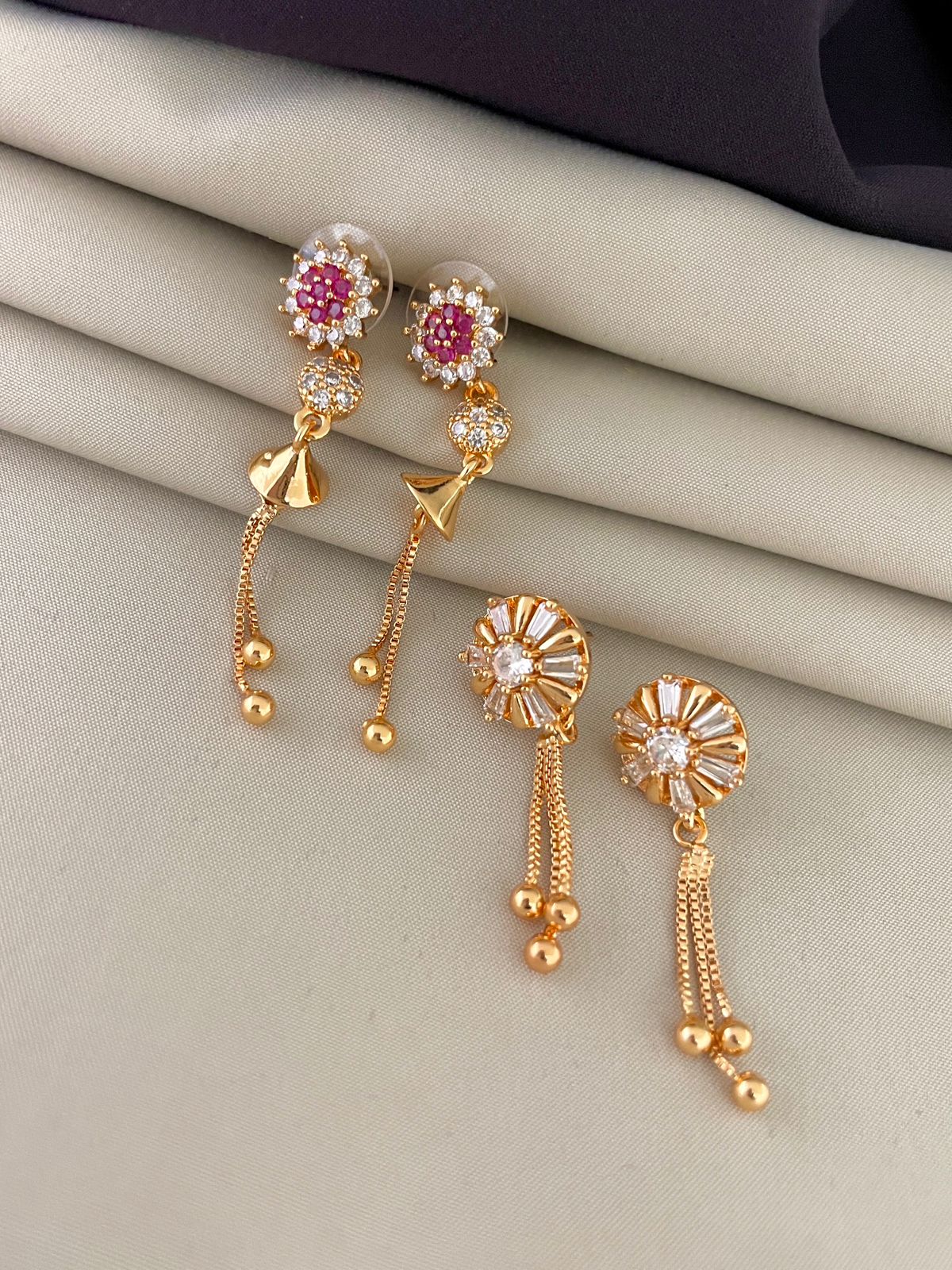Sparsh Rose Gold Long Chain Type Earing Combo