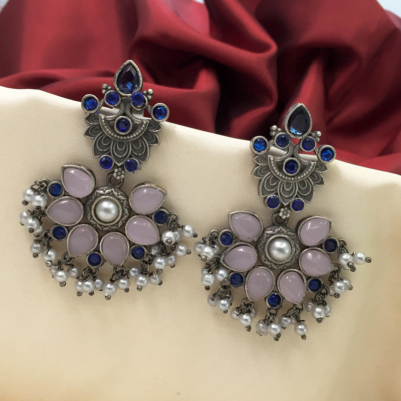 Handmade Earrings with Dual Colours - PinkBlue