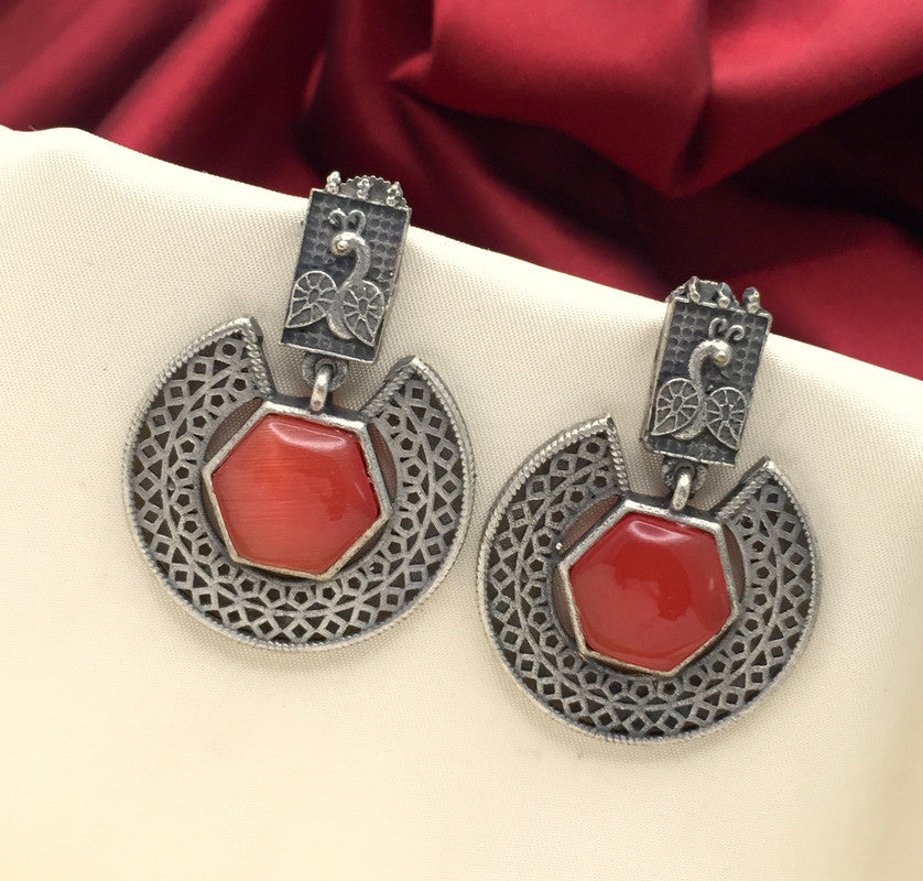 Oxidised Silver Plated Handmade Party Wear Red Beaded Jhumka Jhumki Earrings  Jewelry for Women - Etsy