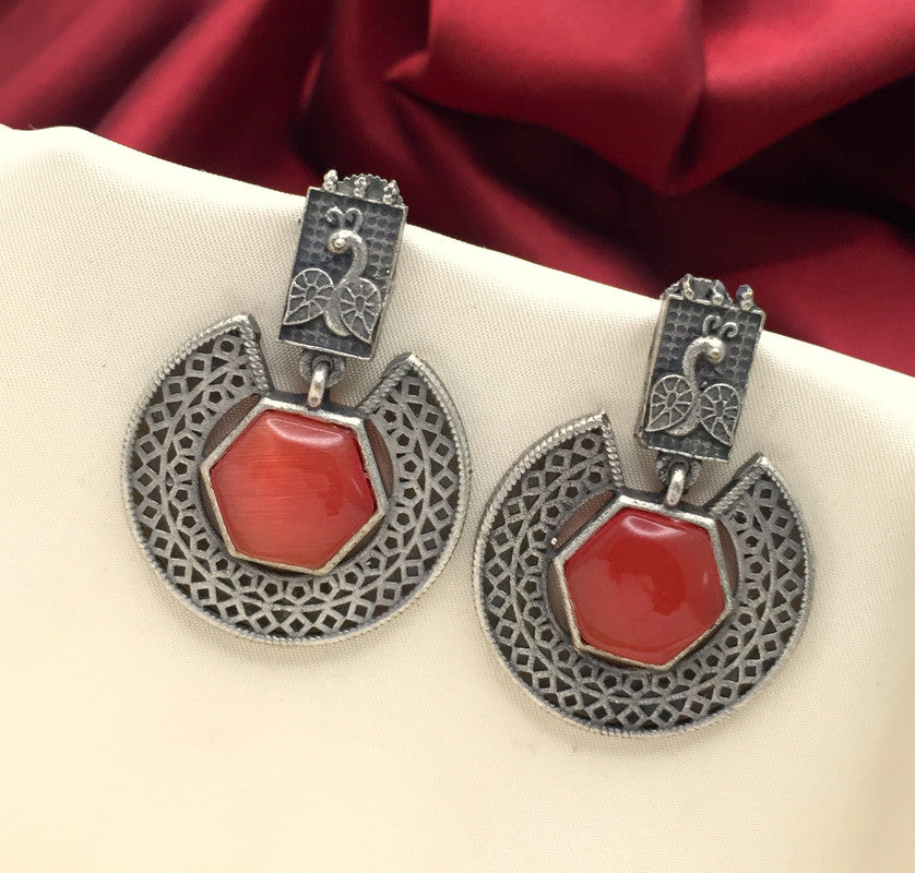 Premium Handmade Oxidised Earrings - Red