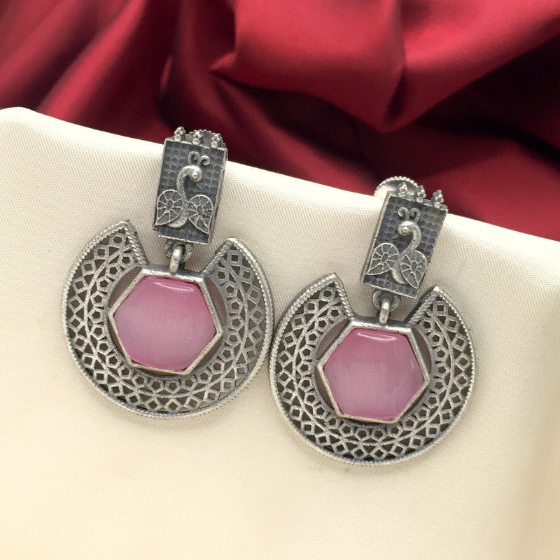 Premium Handmade Oxidised Earrings - Pink