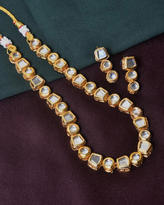 Single Line kundan Necklace with Earrings