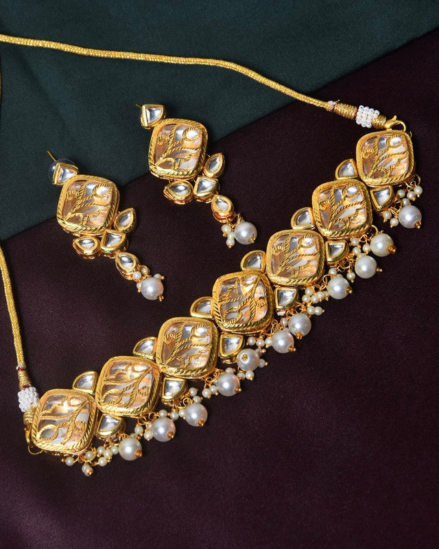 Nett model Embosed Kundan Jewellery Set