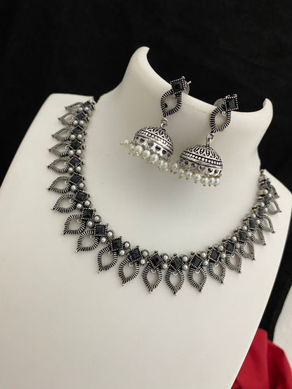 Sparsh Nightfall Elegance: Oxidized Black Necklace for Timeless Charm