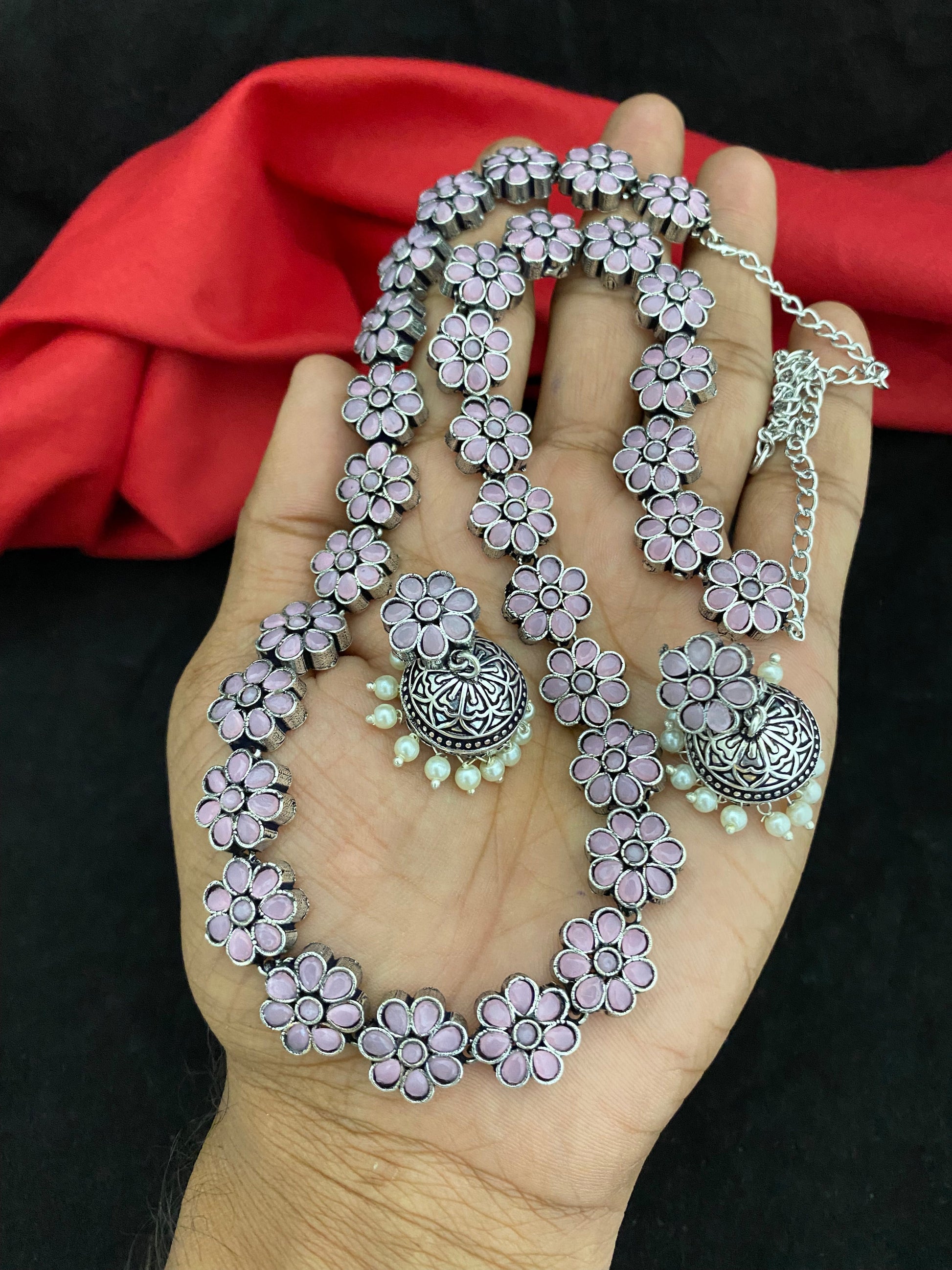 Sparsh "Turquoise Pink Paradise Haram Necklace: Vibrant Fusion of Serenity and Playfulness"