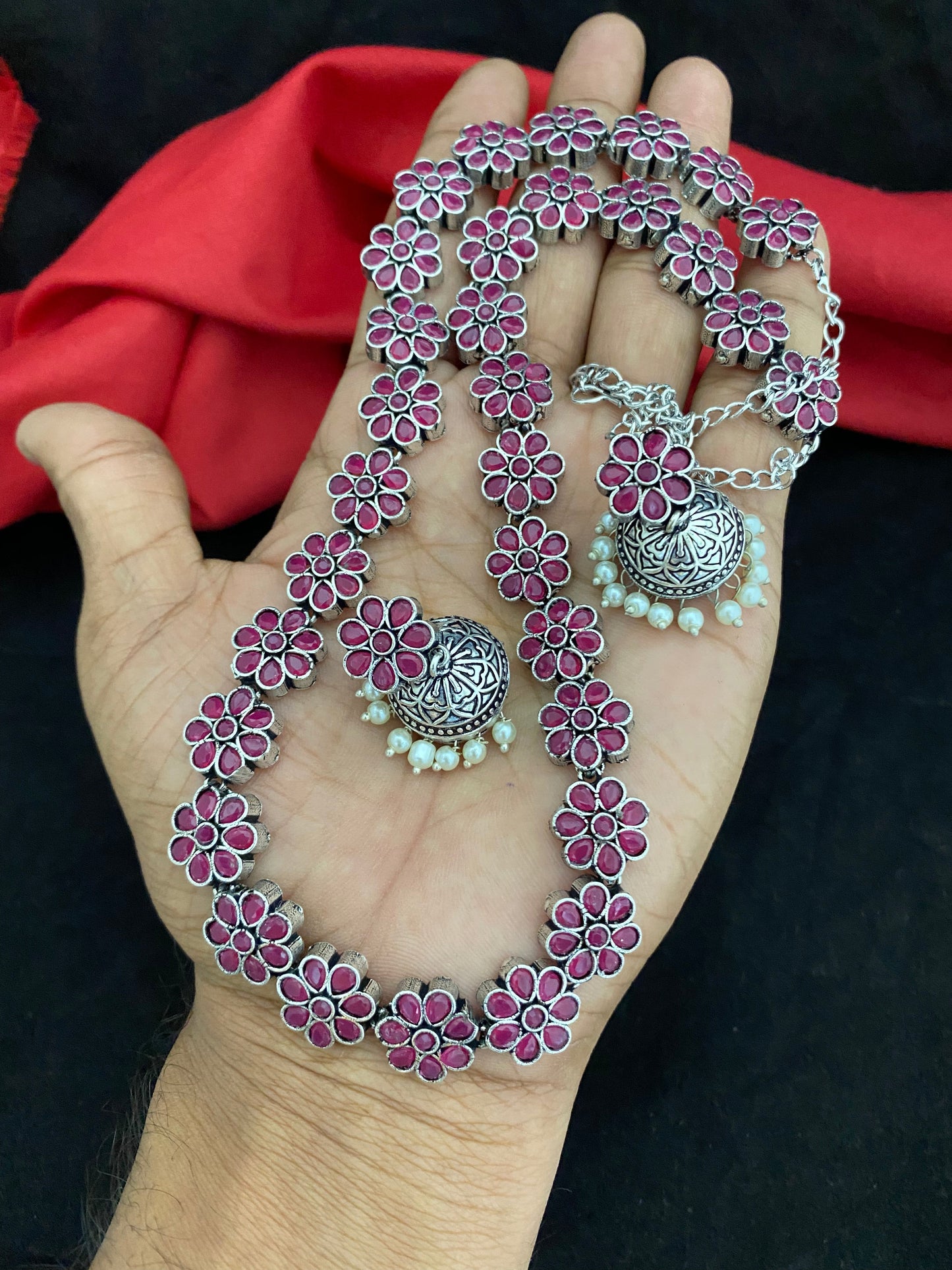 Sparsh "Turquoise Ruby Radiance Haram Necklace: Captivating Fusion of Elegance and Passion"