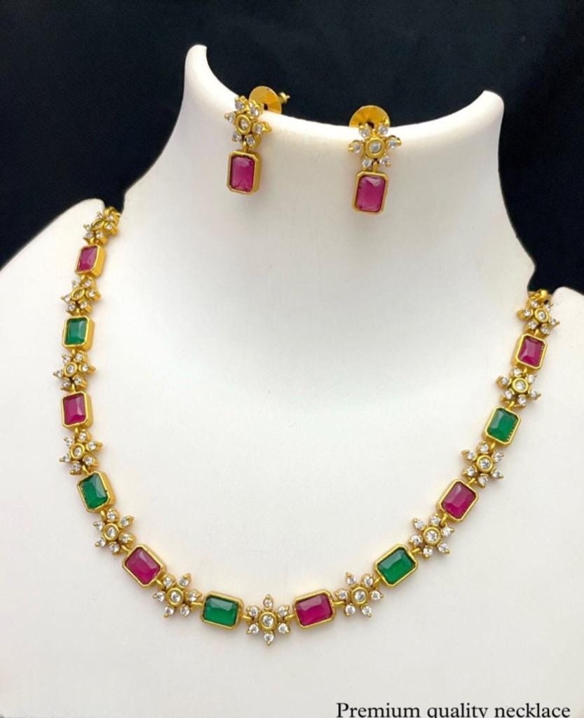 Sparsh Evergreen Beauty: Handcrafted Matt Finish Necklace in Multi