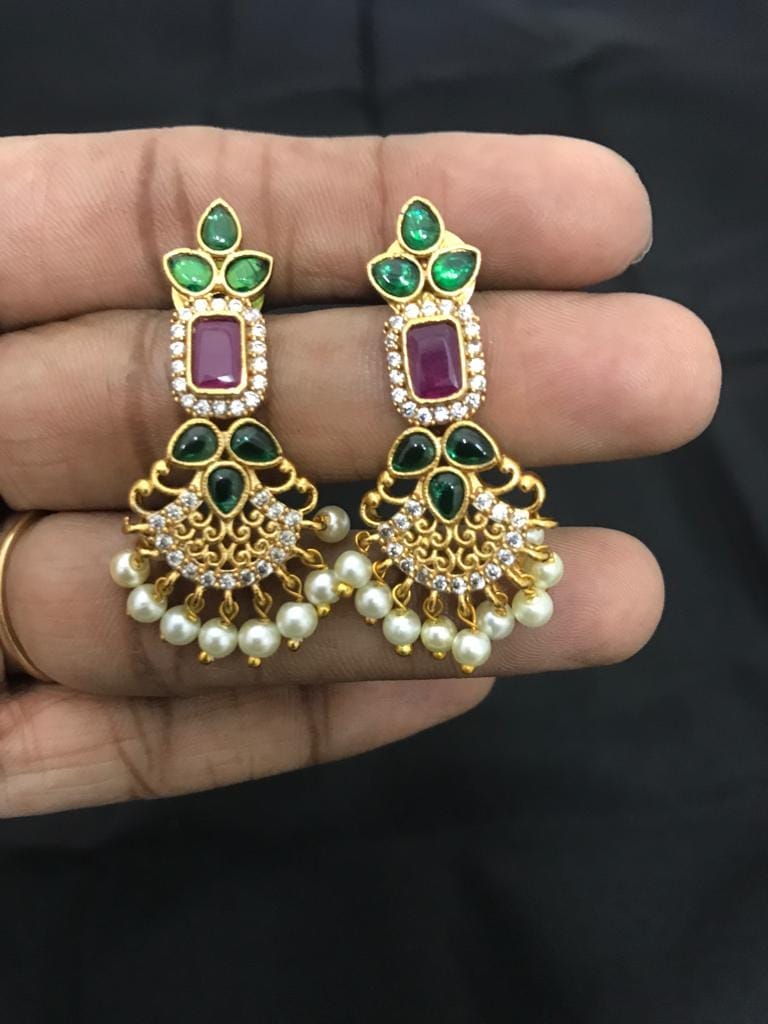 Sparsh Multi Colour Mat Earing With Moti Loreals