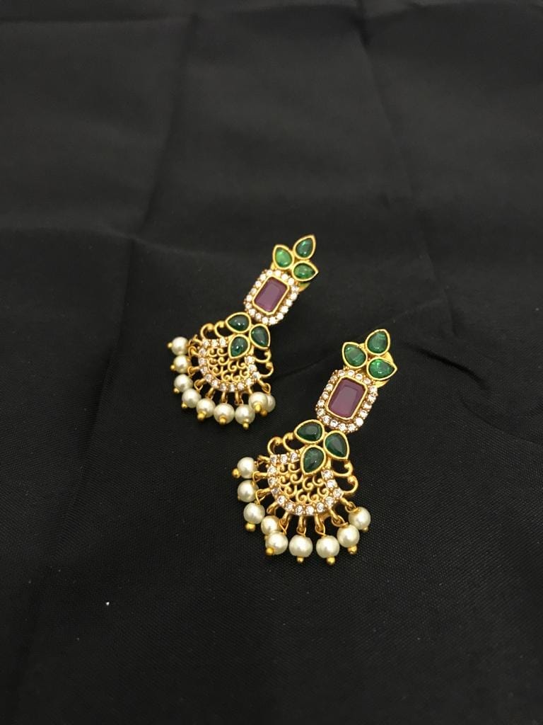 Sparsh Multi Colour Mat Earing With Moti Loreals
